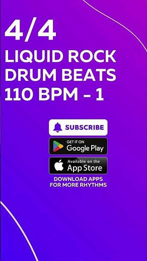 4/4 LIQUID ROCK DRUM BEATS 110 BPM - 1 Drum Loop #drumloop #drumbeats