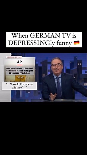 Helping you transition to Germany 🇺🇸—>🇩🇪 on Instagram: "Have you seen the show „Bernd das Brot“? 🍞🇩🇪 Only in Germany can a children’s TV show feature a grumpy loaf of bread whose main personality traits are boredom, pessimism, and sarcasm. 🥖😂 Bernd das Brot is both hilariously depressing and oddly comforting at the same time — and yes, he’s a cult classic here. Would you watch a talking bread who constantly complains about life? Credit: Tonight with John Oliver 🌟👇 Follow @germany.boun