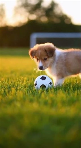 cute puppy playing football Watch this adorable goal #puppy #cute #football