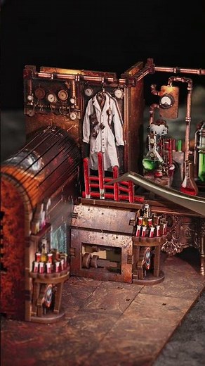 A Tiny Steampunk Laboratory Powered by Imagination ⚙️🔮#diybooknook #steampunkart #relaxingbuild