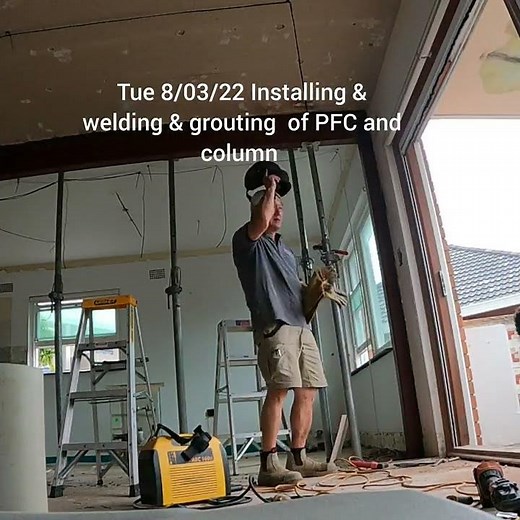 #Installing a PFC steel beam & a SHS post.(welding, grouting...)