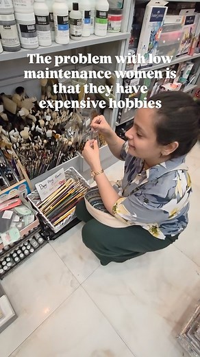 RIYA | The problem with low maintenance women!? 🤭😱🥰 . #art #artistlife🎨 #colors #artmaterial #hobbies #expensivehobbies #artist #artstudio | Instagram