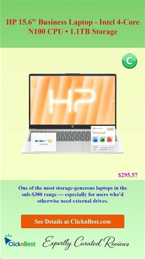 HP 15.6" Business Laptop - Intel 4-Core N100 CPU • 1.1TB Storage