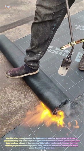 Watch a Roofer Torch-Apply SBS Modified Bitumen Membrane with Flames! 🔥🏗️