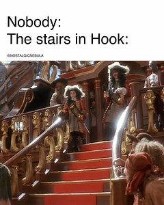 2.8M views · 12K reactions | I think about those stairs every day.  Hook (1991)  Steven Spielberg  Robin Williams, Julia Roberts, Bob Hoskins, Dustin Hoffman, Maggie Smith, Caroline Goodall, Charlie Korsmo, Amber Scott  John Williams #christmas #holidayseason | Nostalgic Nebula | Facebook
