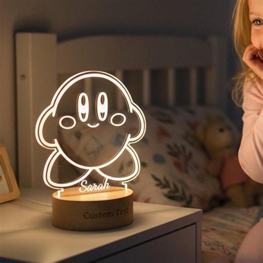 Kirby Night Light, Video Game Decorative Light, Rainbow&warm LED Night Light, Handmade Kirby Night Light, Kirby Silhouette Gift for Gamer - Etsy