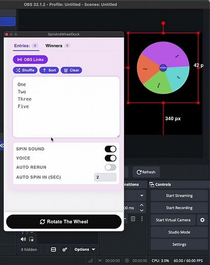 Spin Wheel in the OBS studio #spinwheel #obs #stream #twitch