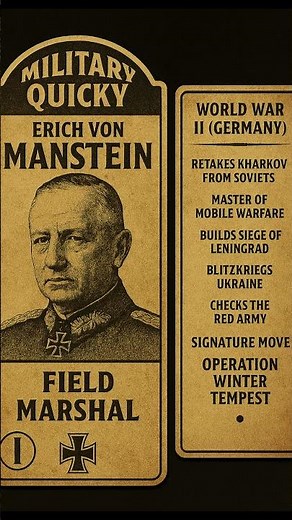 MILITARY QUICKY: Erich von Manstein Nazi Germany’s Tactician #viral #youtubeshorts