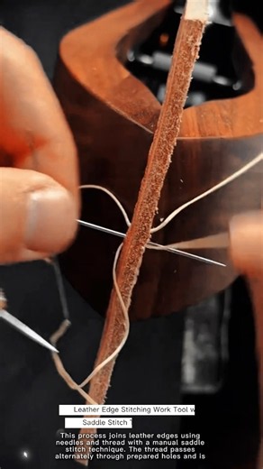 Leather Edge Stitching Work Tool with Manual Saddle Stitch Technique #worktool