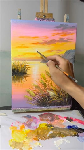 Fast Painting Process: River Reflections & Soft Reed Grass | TreeFlow Art