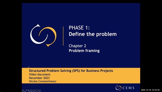 CEMS SPS Phase 1 - Chapter 2 - Problem framing