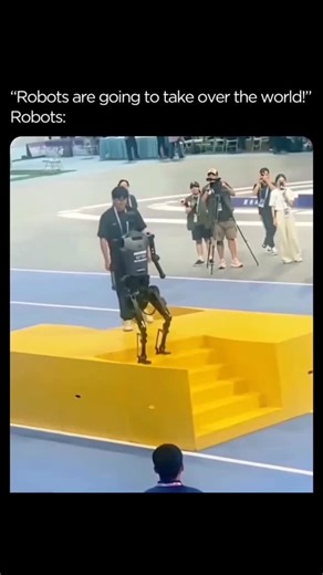 Al News | Technology | Artificial Intelligence on Instagram: "This viral video perfectly captures the irony of the "robots taking over the world" narrative. The clip, featuring various advanced robots failing, tripping, fumbling, or comically misfiring serves as a humorous reminder that, despite massive advancements, today's machines are still prone to very human-like errors. It highlights the vast difference between lab demos and the complex, messy reality of deployment in unpredictable environ