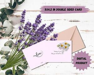 Thinking of You Card: Pink Pastel Floral Design (PDF Files) - Etsy