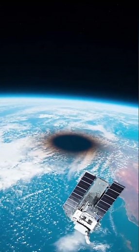 The Moon's shadow during a solar eclipse (Starlink satellite view)