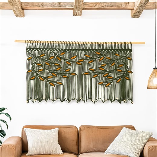 Green Macrame Window Valance, Personalized Two Tone Cotton Curtain, Statement Boho Wall Tapestry - Etsy Canada