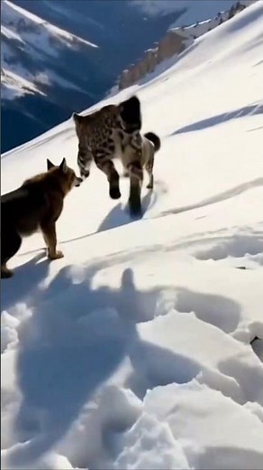 Snow Leopard vs Himalayan Wolf – Battle on the Wind Ridge