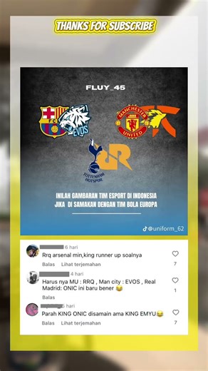 Esports Indo vs Sepakbola Eropa, EVOS-RRQ-ONIC Jadi Perbandingan Panas!