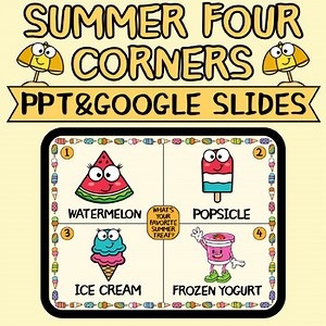 Summer Four Corners Game with 20 Slides | 4 Corners End of Year Activities