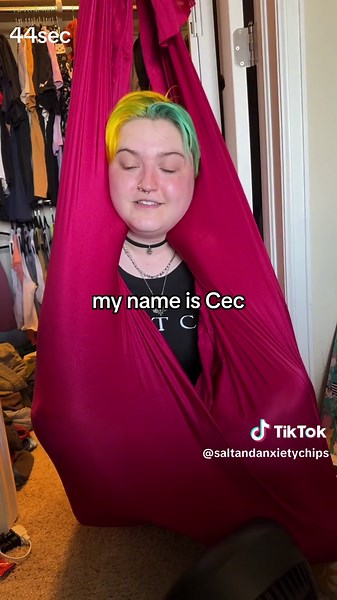DIY no damage sensory swing!!!! This is a great way to make a sensory swing without having to drill a hook into your ceiling. Im not very high off the ground so I dont have any risk of falling and hurting myself. The pull up bar is rated for 300 lb and the aerial silk is rated for up to 1900 pounds!! #autism #actuallyautistic #tism #sensorytools #sensory #sensoryswing #tismtime