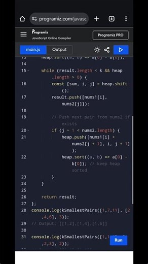 💥 JavaScript K Smallest Pairs Solution | LeetCode Problem Explained