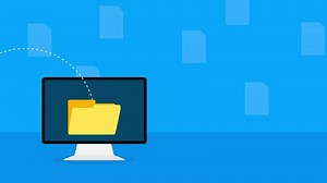 Modern flat icon with file transfer on white background. Motion graphics.