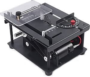 Mini Table Saw,Woodworking Hobby Table Saw with Adjustable 0-90° Angle | 1.38in Cutting Depth | Dual Copper Motor & Safety Guard | Compact DIY Cutting Machine for Wood, Acrylic,Jade