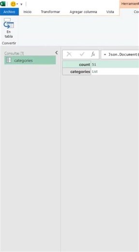 Leer API desde Excel con la función datos