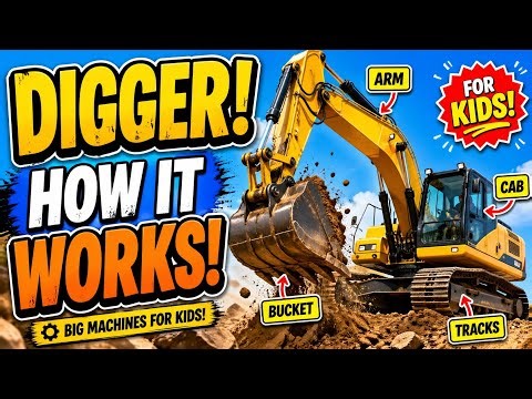 [Digger ] How it works ! Big Machines for Kids !