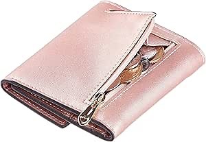 Travelambo RFID Blocking Small Mini Compact Wallet Coin Pouch Holder Trifold Credit Card Holder Pocket Purse for Women