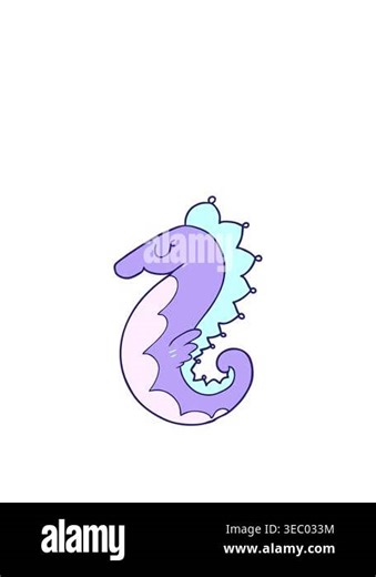 stretching up animation of cartoon sea horse Stock Video Footage - Alamy
