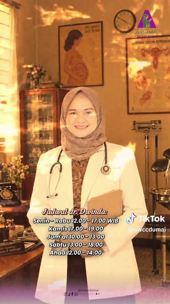 💚💜 Mau konsultasi dengan Dokter di AWCC? Ayah Bunda bisa cek jadwal praktek dokter di AWCC dan sesuaikan waktu kunjungan dengan jadwal yang tersedia. 📌 Update jadwal dokter dapat Ayah Bunda lihat melalui Instagram Story @awccdumai. Perlu diperhatikan, jadwal dokter dapat berubah sewaktu-waktu. Untuk memastikan jadwal terbaru atau melakukan reservasi, silakan hubungi Admin AWCC terlebih dahulu sebelum datang. 🤍 📲 Reservasi & informasi jadwal: 0821-7788-8048 Sahabat Aminah, kami siap membantu