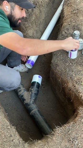 PVC 3 inch pipe installation for a toilet connection. Primer and glue ￼