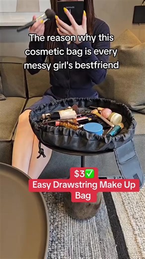 $3✅ Easy Drawstring Make Up Bag