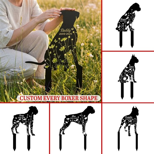 Personalized Boxer Dog Memorial Stake: Custom Metal Pet Grave Marker, Pet Loss Gift - Etsy