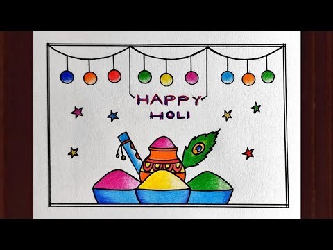 Happy Holi Drawing Easy/Happy Holi Poster Drawing/Holi Special Drawing/Holi Colours Drawing