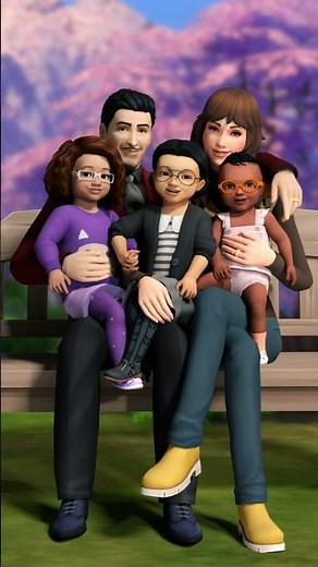 making a Sims 4 family pose with 2 twin toddlers and an infant