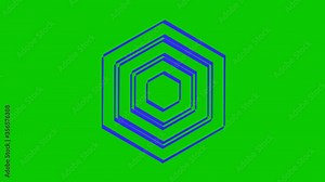 Two colored and overlapping graphic objects, which rotate in the two opposite directions to the center, varying in size, on a background with a hypnotic, psychedelic and stroboscopic effect.