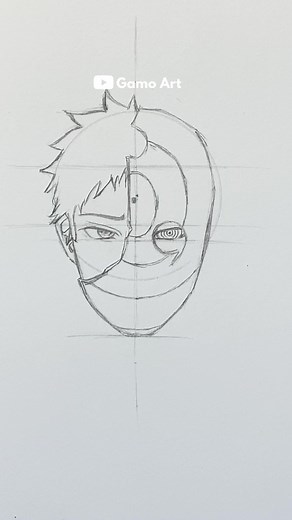 Como dibujar a Obito Uchiha en un minuto 🔥 #tutorial #artist #drawing #anime #naruto #draw