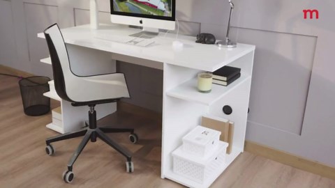 Madesa Large Modern Gaming Computer Desk 53 Inch with 5 Shelves Cable Management Student Study Wooden Table Home Office Gamer Desk for Kids and Adults - Black