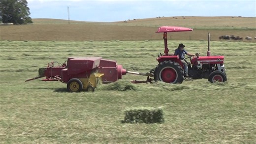 Another clip of Darryl Berne, baling lucerne hay into small squares at "Thornby", Exton, back on 4th February 2025. | Craig's Farming Photos & Videos