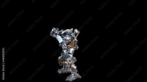 Character Robot Dancing, robot with Realistic, 3d rendering, Animation Loop, cartoon, included in the end of the clip with Alpha matte.