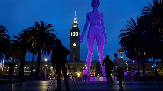 A 45-foot-tall statue of a naked woman is now on full display in San Francisco and has garnered mixed reactions from residents and tourists alike. | USA TODAY