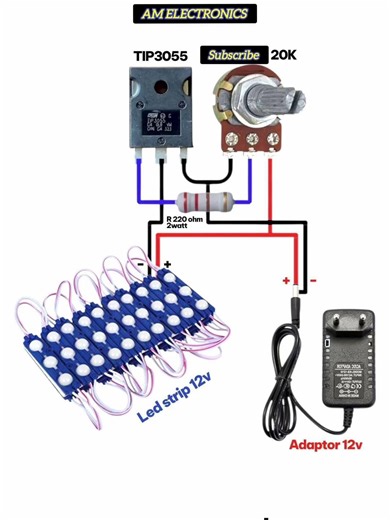 LED LIGHT CONTROL CIRCUIT WITH TIP3055 #shorts#shortvideo#ledlight#circuit#12v#ai#viral#trending