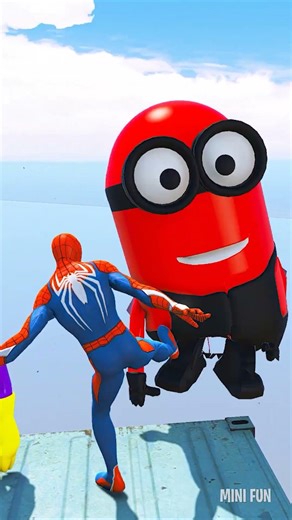 GTA 5 Epic Water Ragdolls Spiderman vs TEAM MINION Jumps/Fails Ep.380 #shorts