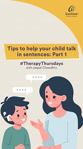 Tips to teach your child to talk in sentences. Watch the full video on @CochlearIndia YouTube channel, where Jaspal Chowdhry, India’s first LSLS and auditory-verbal therapy expert, explains what will help your child progress from talking in one or a few words to talking in sentences. She talks about how you can increase your child’s confidence, teach them self-advocacy, be assertive or positive with them, encourage them to socialize with guests and involve them in a conversation, and have a disc