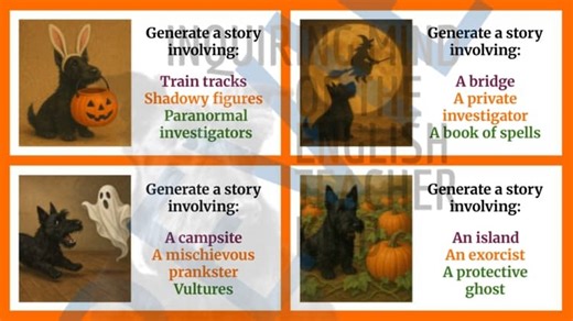 Halloween Sentence Starters | Task Cards for Narrative Writing Projects | Google