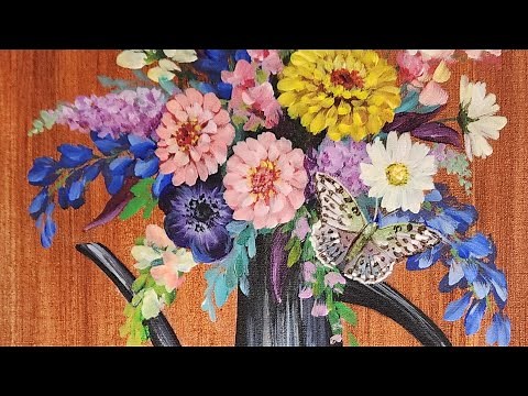 How to Paint Floral Teapot Acrylic Painting LIVE Tutorial