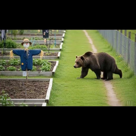Bear Encounters Moving Scarecrow | CCTV #shorts