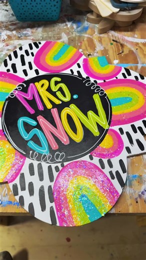 Teacher Door Hanger 🍎✨ Glitter. Bright colors. Puff paint. Chef’s kiss 👌✨ 👉 Order today #HiddenTalentsByAmy #TeacherDoorHanger #TeacherGifts #HandPainted #fyp