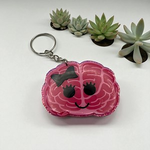 Custom Glitter Acrylic Brain KEYCHAIN, Backpack or Luggage Tag - Neuroscience - Neurology - Nurses - Doctors - Etsy